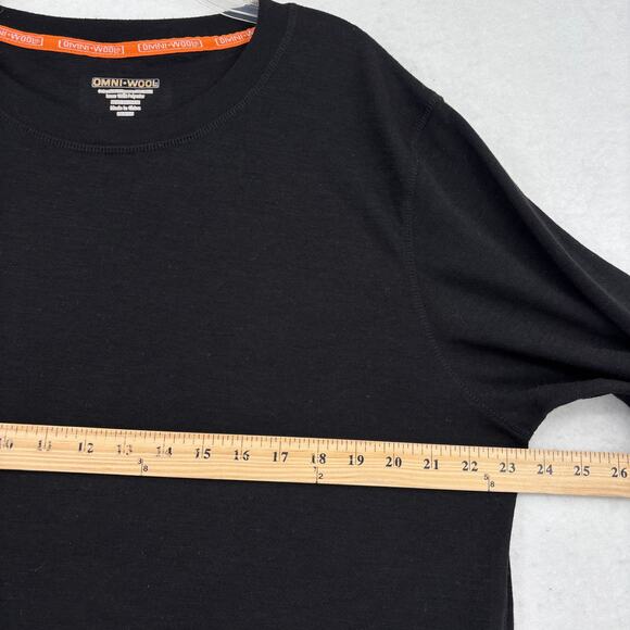 Omni-Wool Base Layer Shirt Men Size XXL Black Long Sleeve Crew Neck Stretch Knit - Picture 6 of 9